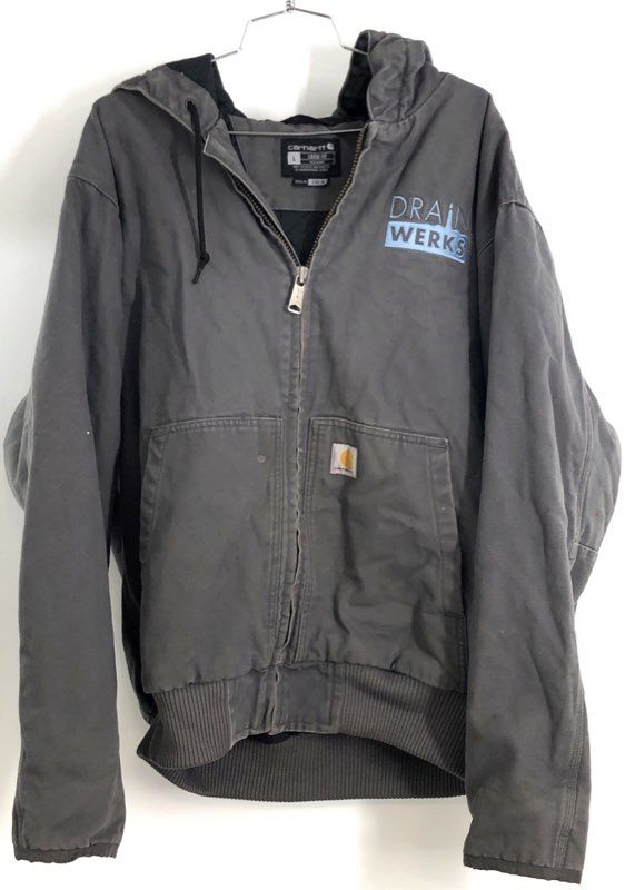 Carhartt Men's J130-M Loose Fit Washed Duck Insulated Active Jac Gray Size L