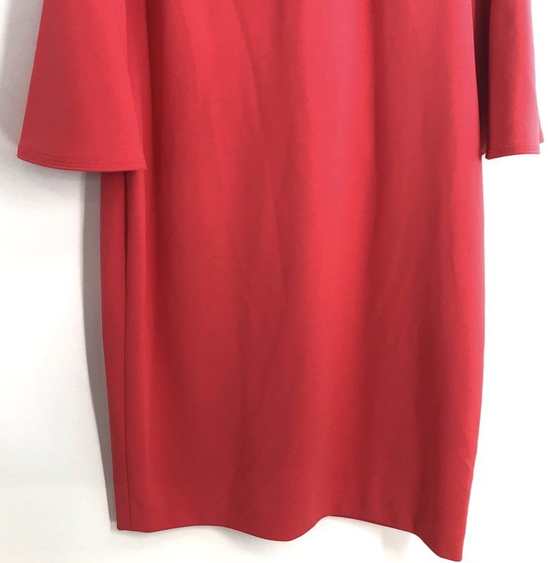 Calvin Klein Women's Red Bell Flared Sleeve Boat Neck Sheath Dress Sz 14 NWT