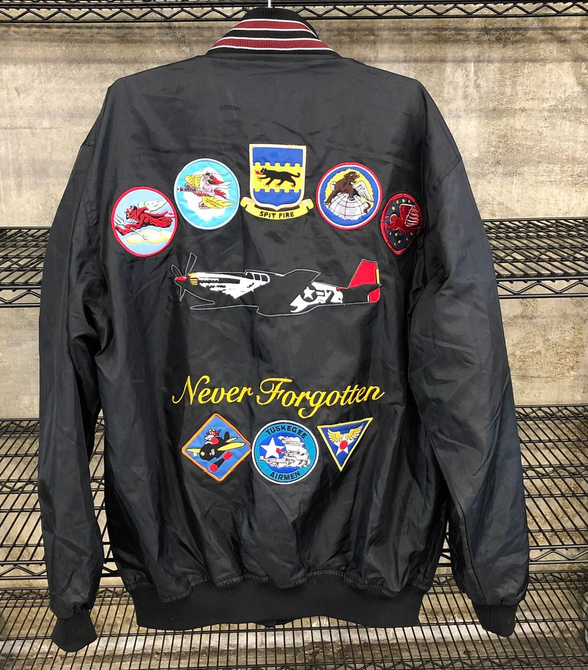 Vintage Tuskegee Airmen Reversible Black/Gold/Red Varsity Style Jacket - Size XL