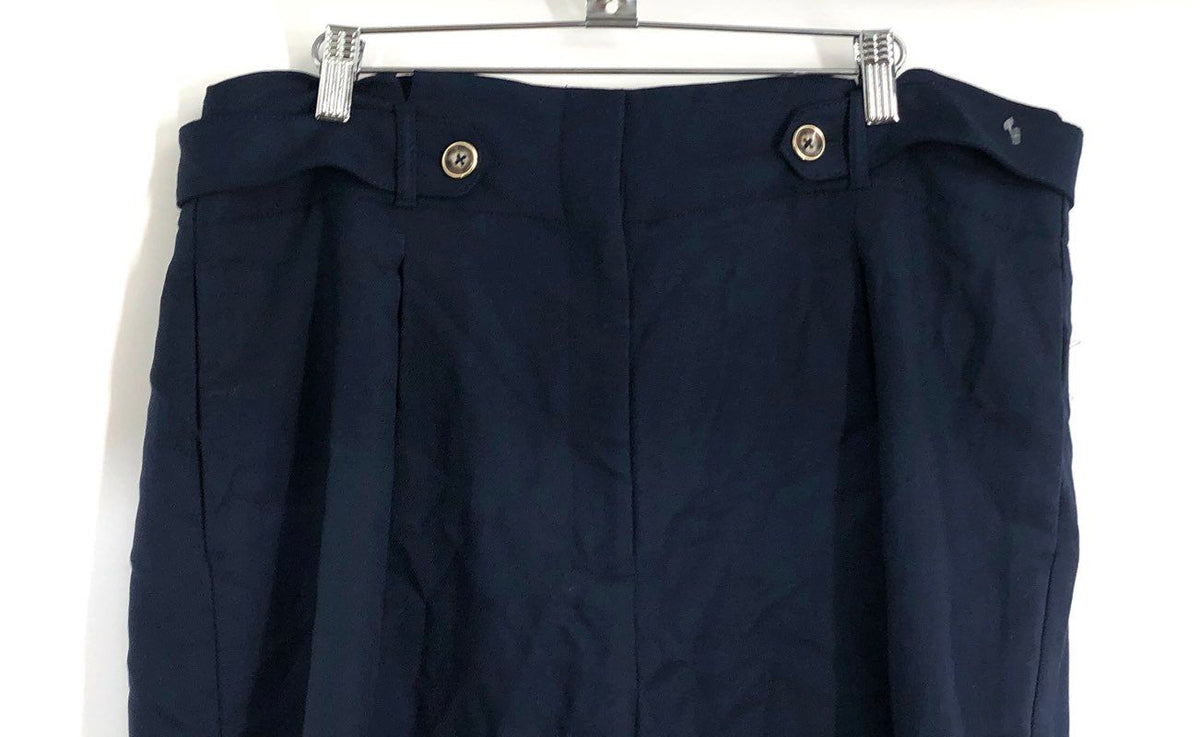 White House Black Market Women's Officer Blue Paperbag Tab Twill Shorts Sz 14