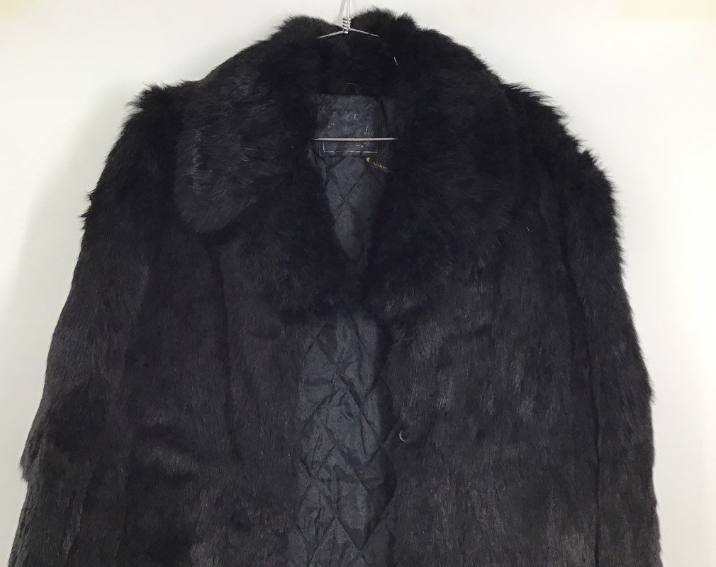 Women&#39;s Black Winter Fur Coat - Size Measured