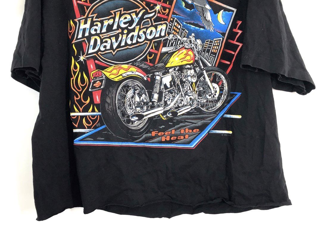 Vintage 1995 Harley-Davidson Feel the Heat Black Hills Rapid City SD Tee Sz L