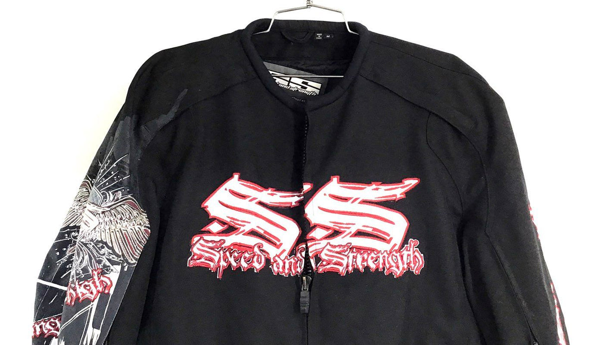 Speed and Strength Men's Black Textile Moto Riding Jacket Wing Graphic Sz M