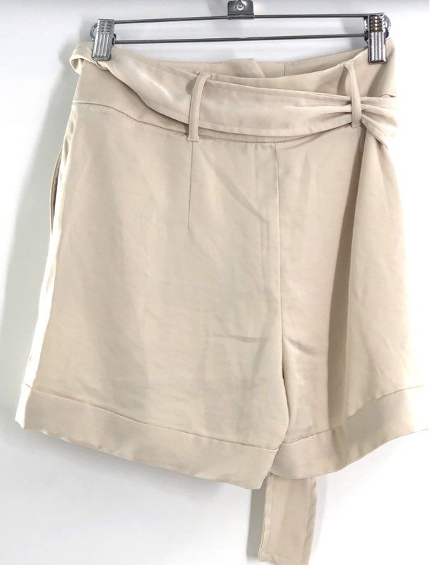 Express Women's Beige Super High Rise Shortie Tie Belt Cuffed Shorts Sz 00 NWT