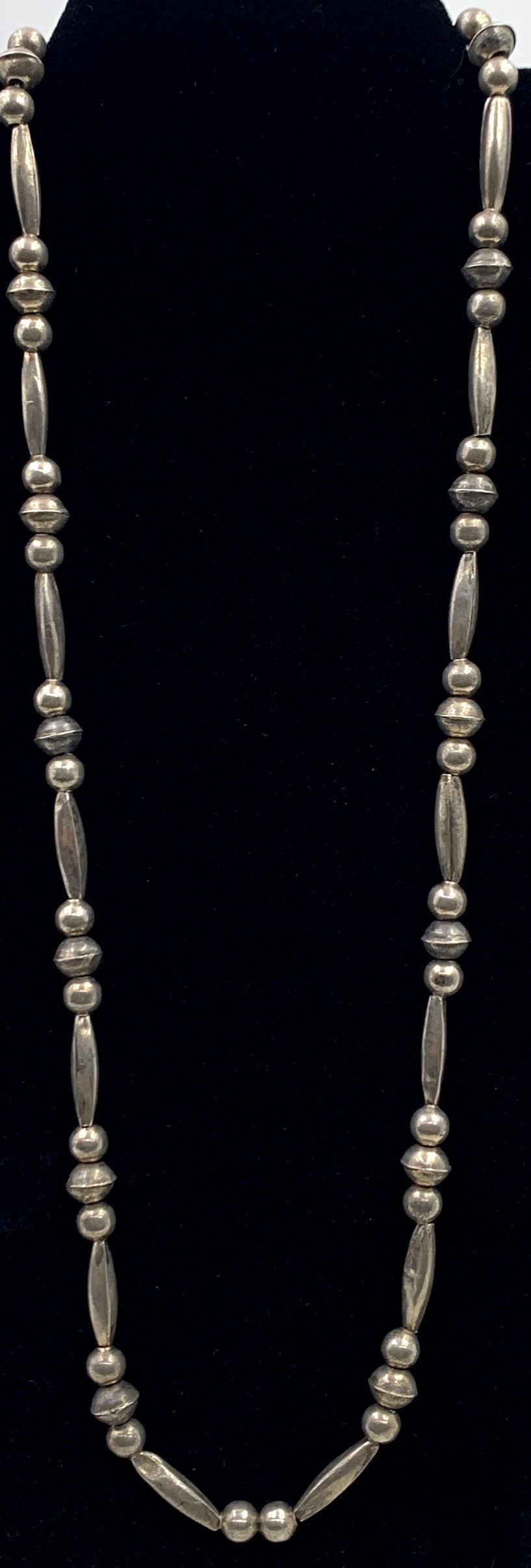 Striking Sterling (.925) Silver 26" Beaded Necklace 32.34g