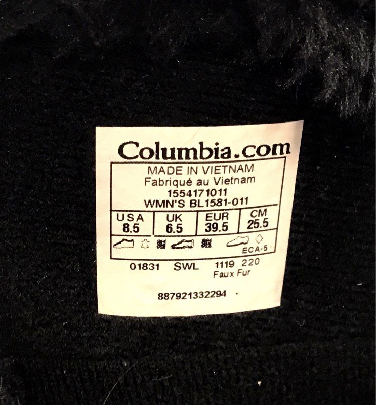 Columbia Women&#39;s Ice Maiden II BL1581-011 Black Shearling Boots - Size 8.5