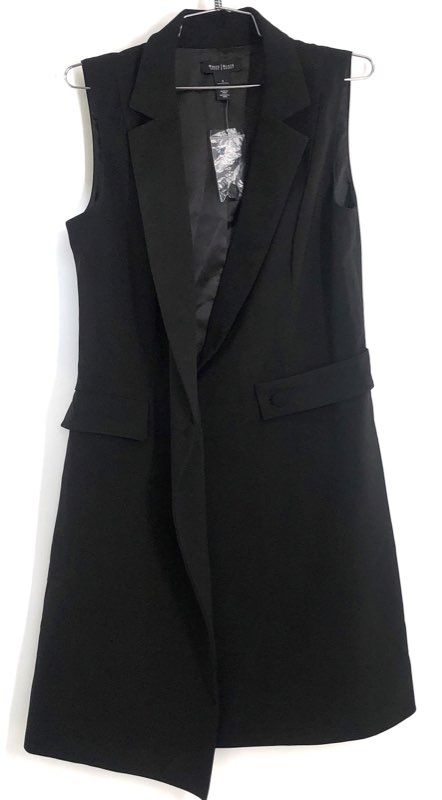 White House Black Market Women's Black Sleeveless Surplice Tuxedo Dress Sz 8 NWT