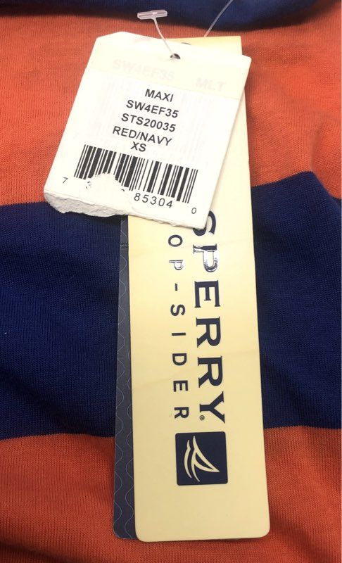 Sperry Top-Sider Women's Maxi Dress Red Navy Striped Racerback Sz XS NWT