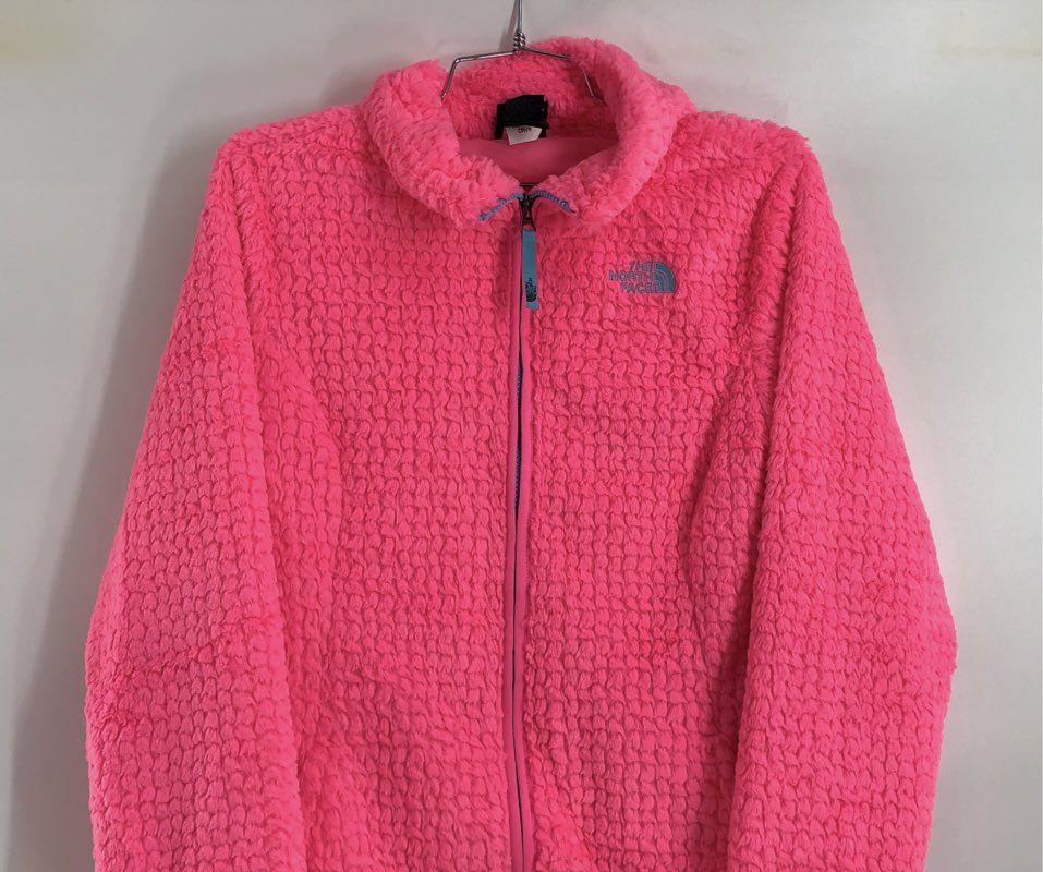 The North Face Girls Pink Collared Full-Zip Fleece Jacket - Size XL (18)