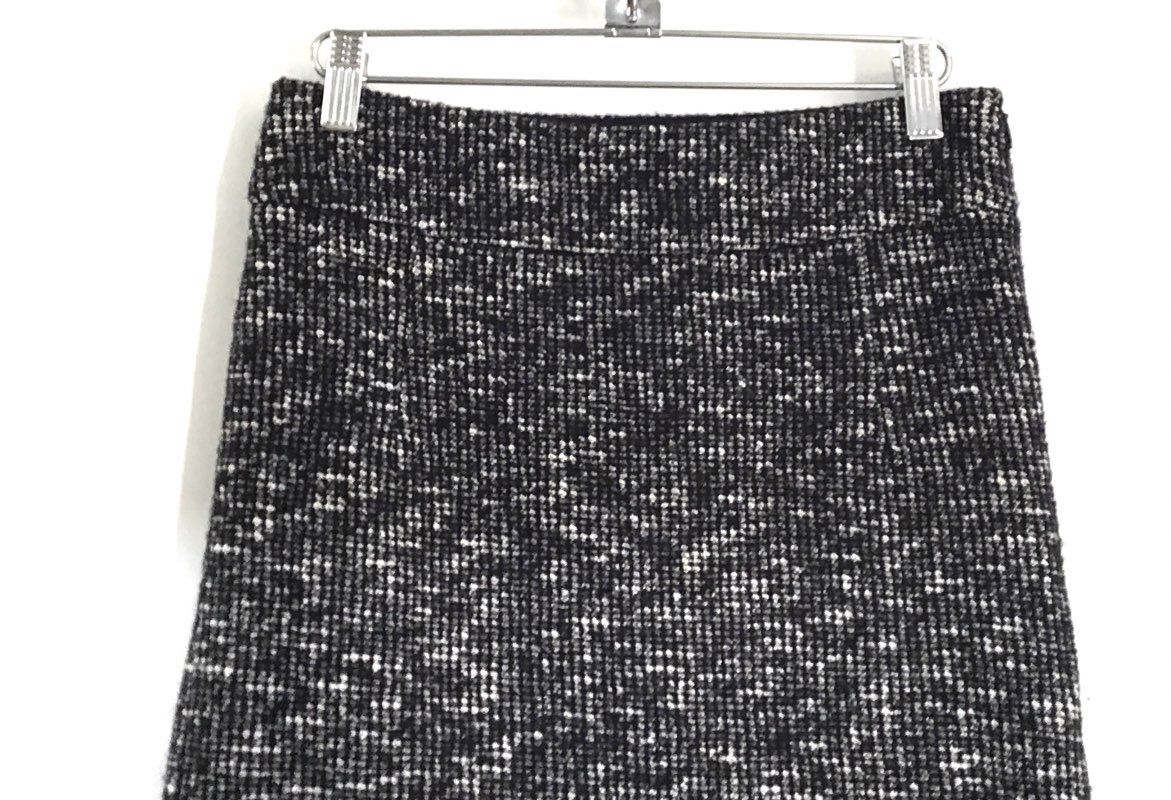 Banana Republic Women's Black White Tweed Italian Fabric Cotton Wool Skirt Sz 2
