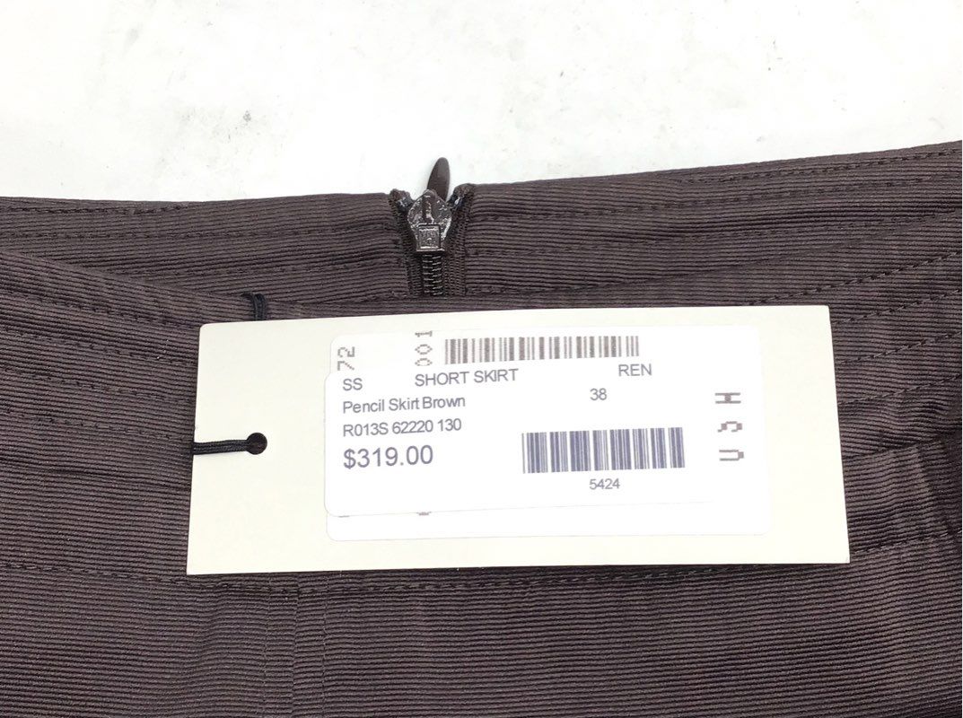 Rene Lezard Women's Brown Corded Pencil Skirt Made in Croatia NWT Size 38