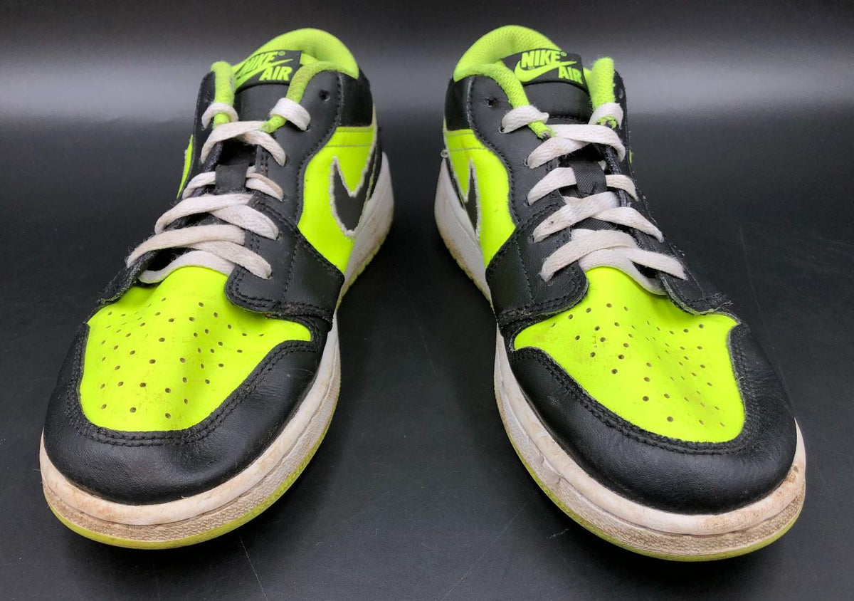 Nike Jordan 1 Low GS 'Big Cat Energy' Black/Neon Green Sneakers - Sz 5.5Y (+COA)