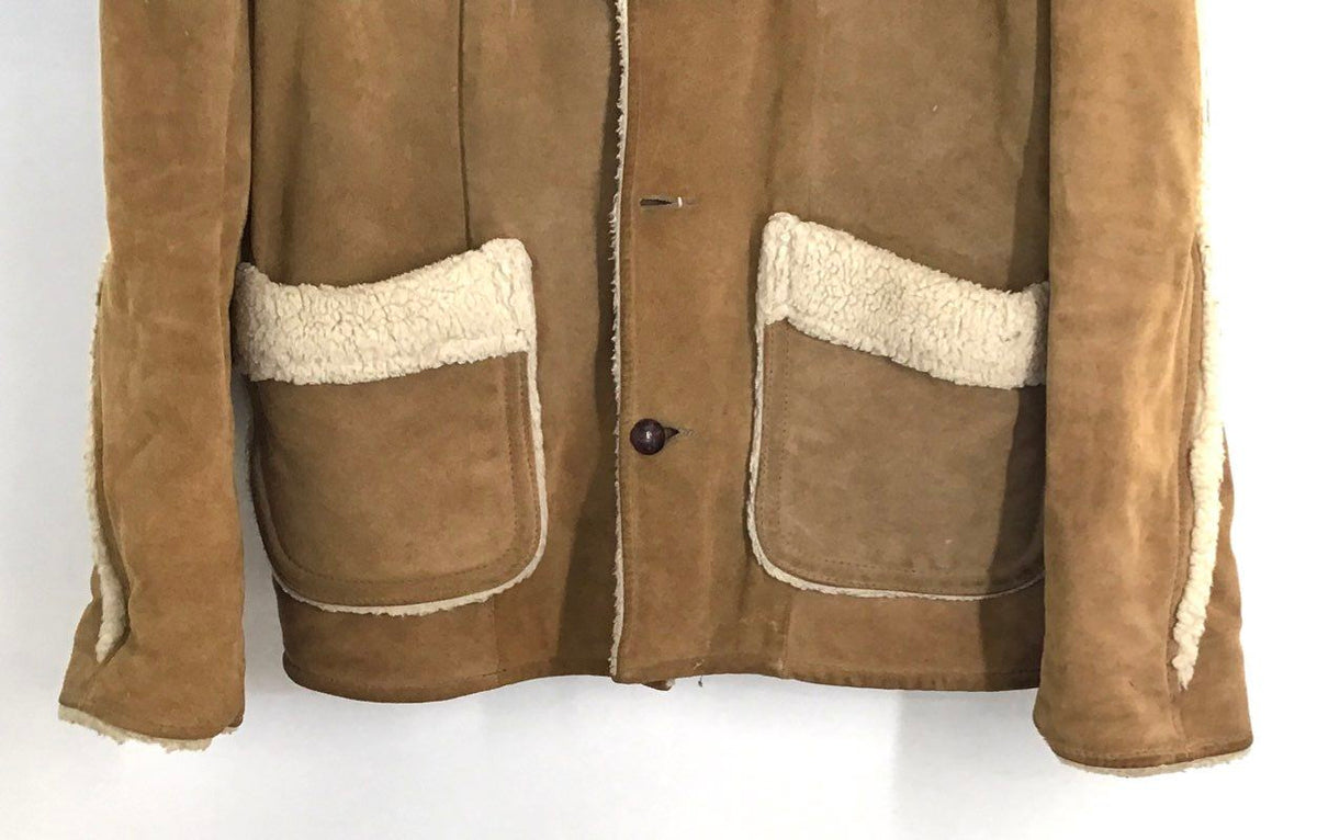 Vintage 70s Sears Western Outdoor Wear Sherpa Rancher Jacket Tan Sz L