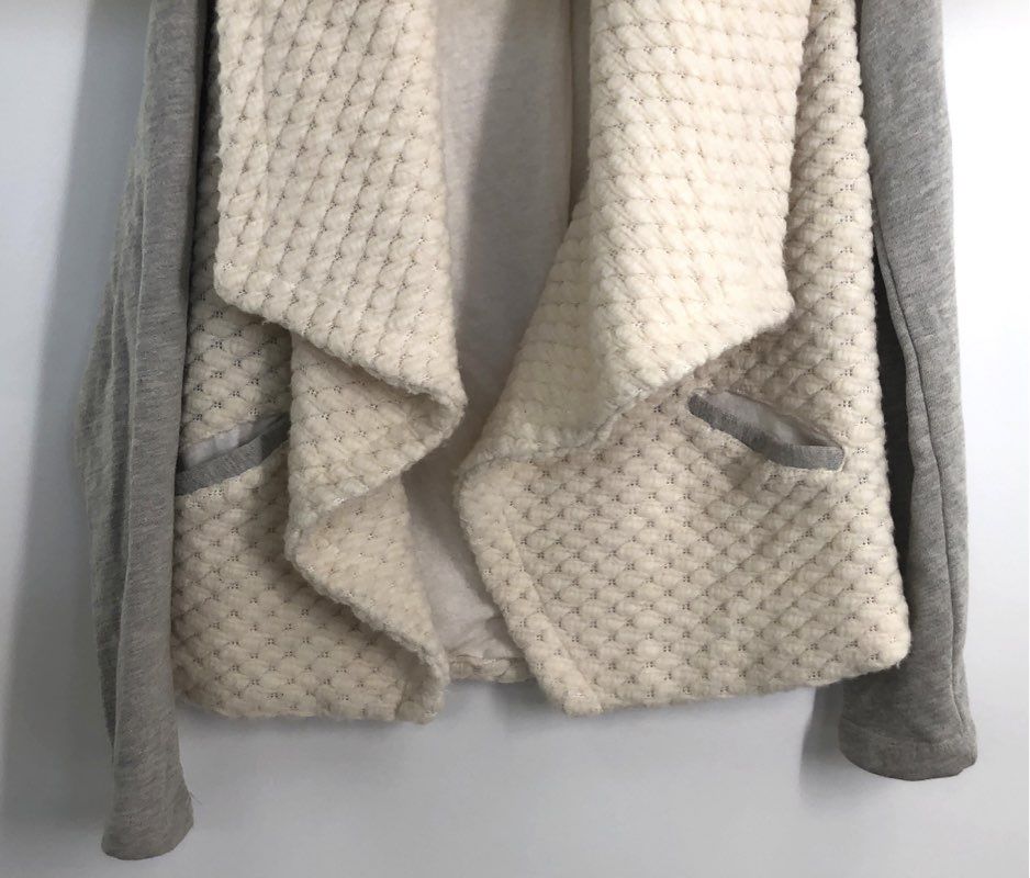 Dolan Left Coast Collection Women's White Gray Textured Knit Cardigan Jacket XS