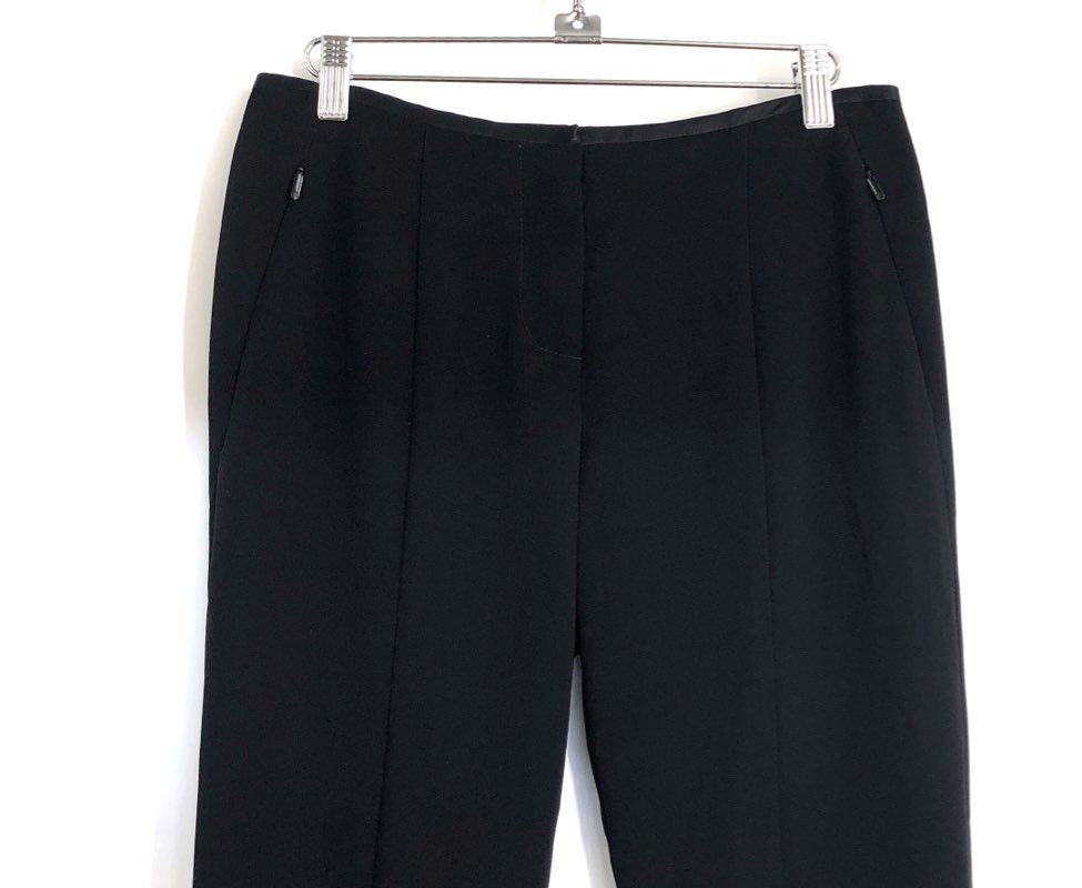 Trina Turk Women's Black Satin Trim Side Zip Ankle Zipper Tapered Pants Sz 2