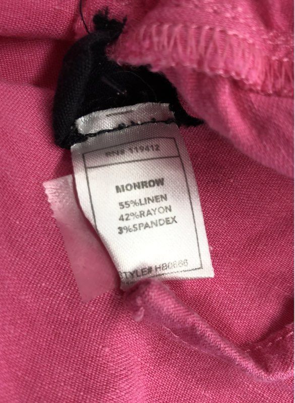 Monrow Women's Pink Wide Leg Pants Linen Blend Paperbag Waist Sz S