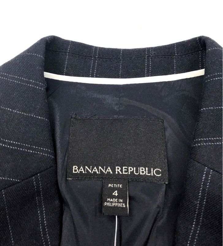 Banana Republic Women's Navy Pinstripe Single Button Blazer Jacket Sz 4P NWT