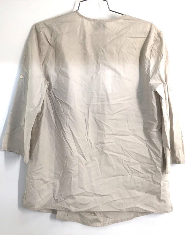Miss L. Ray Women's Vanilla Kinsley Asymmetric Button Front Shirt NWT Sz 18