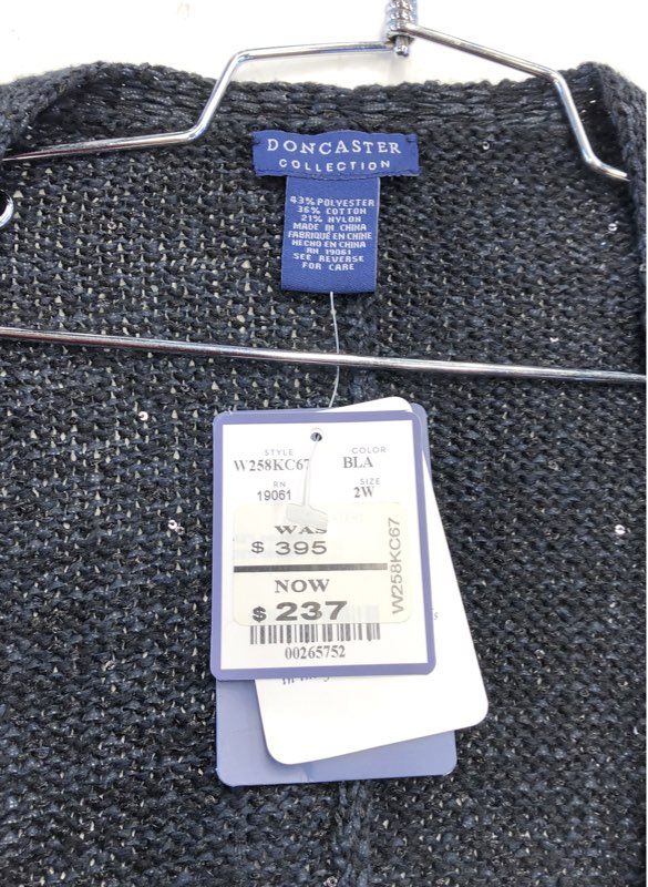 NWT Doncaster Women's Black Cardigan Sweater - Size 2W