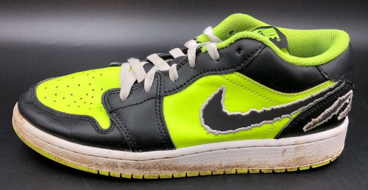 Nike Jordan 1 Low GS 'Big Cat Energy' Black/Neon Green Sneakers - Sz 5.5Y (+COA)