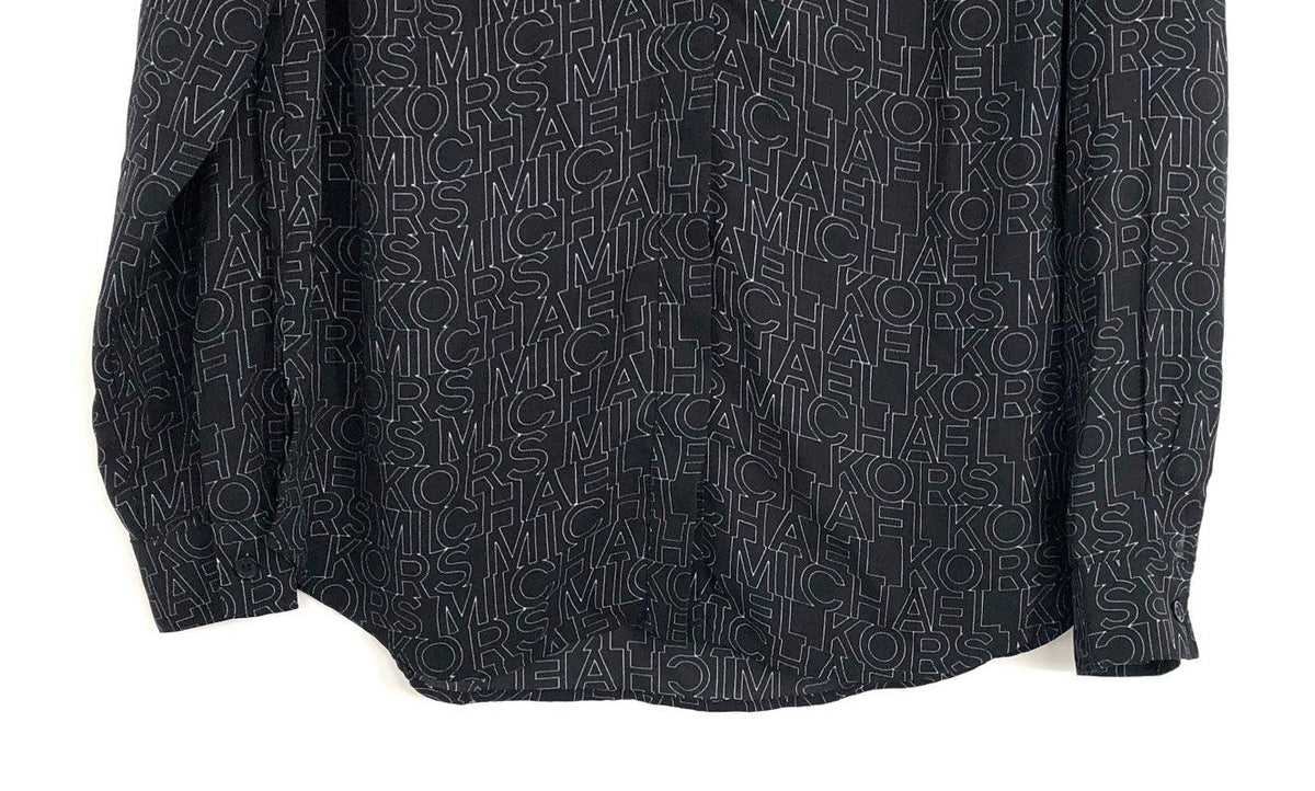 MICHAEL Michael Kors Women's Logo Print Button Down Blouse Black NWT Sz S