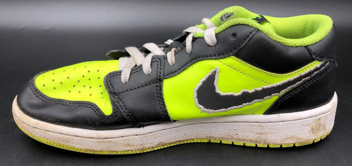 Nike Jordan 1 Low GS 'Big Cat Energy' Black/Neon Green Sneakers - Sz 5.5Y (+COA)