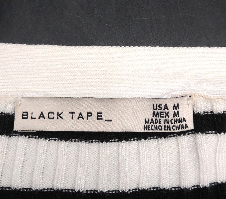 Black Tape Women's White Black Striped Ribbed Knit V-Neck Cardigan Sz M