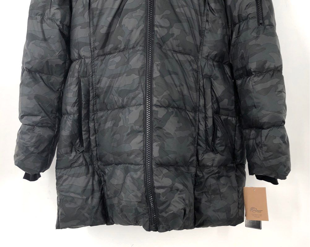 NWT Sanctuary Women's Black Gray Camouflage Puffer Coat - Size L