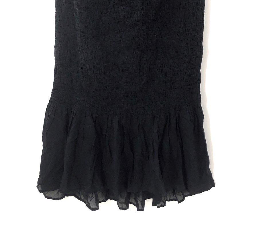 Anthropologie Women's Black Smocked Ruffle Off-Shoulder Rayon Dress Sz S NWT