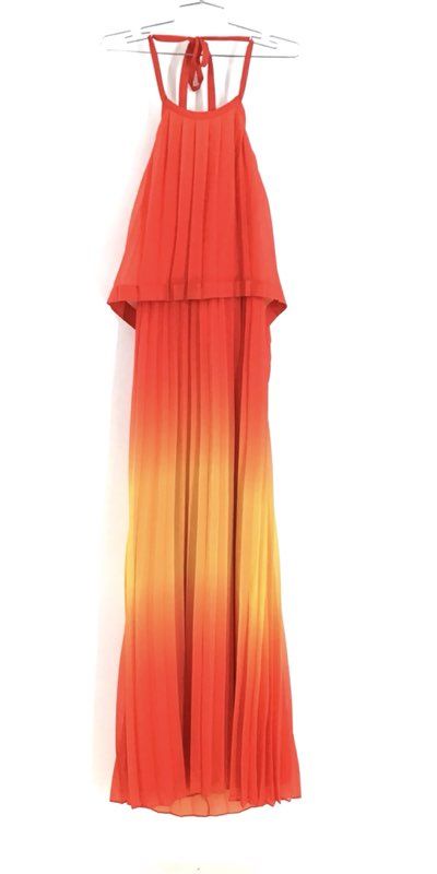 NWT Jessica Simpson Women&#39;s Red Ombre Halter Neck Maxi Dress - Size 10