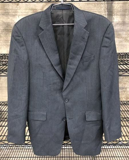 Burberry London Men's Navy Blue/Grey Pinstriped Suit Jacket - Size 36 (+COA)
