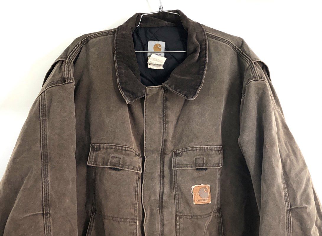Vintage Y2K Carhartt Men's Sandstone Traditional Coat Chestnut Made in USA 4XL