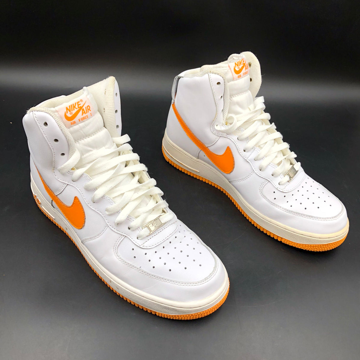 Nike Air Force 1 High White Vivid Orange Sneakers Men's Size 10.5 COA