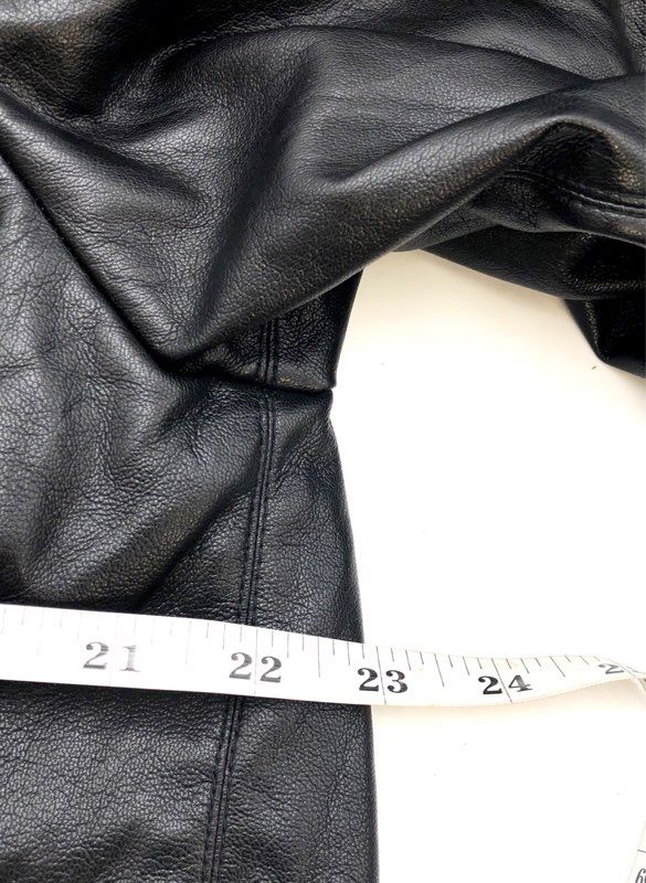 Wilfred Women's Black Faux Vegan Leather Puff Sleeve Gathered Blouse Top Sz XS