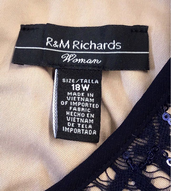 NWT R&M Richards Women's Navy Nude Mini Dress - Size 18W