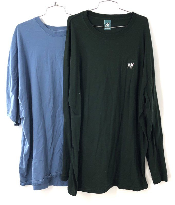 Vintage 90s Big Dogs Men's Shirt Lot Blue Graphic Bring It & Green Long Sleeve