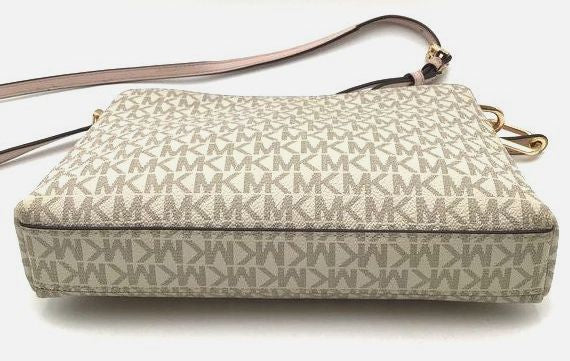 Authentic Michael Kors Women&#39;s Tan Pink Signature Crossbody Bag - COA Included