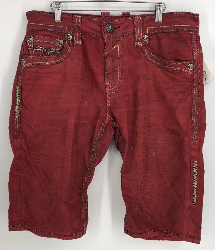 Rock Revival Men&#39;s Red Foust Bermuda Shorts - Size 36