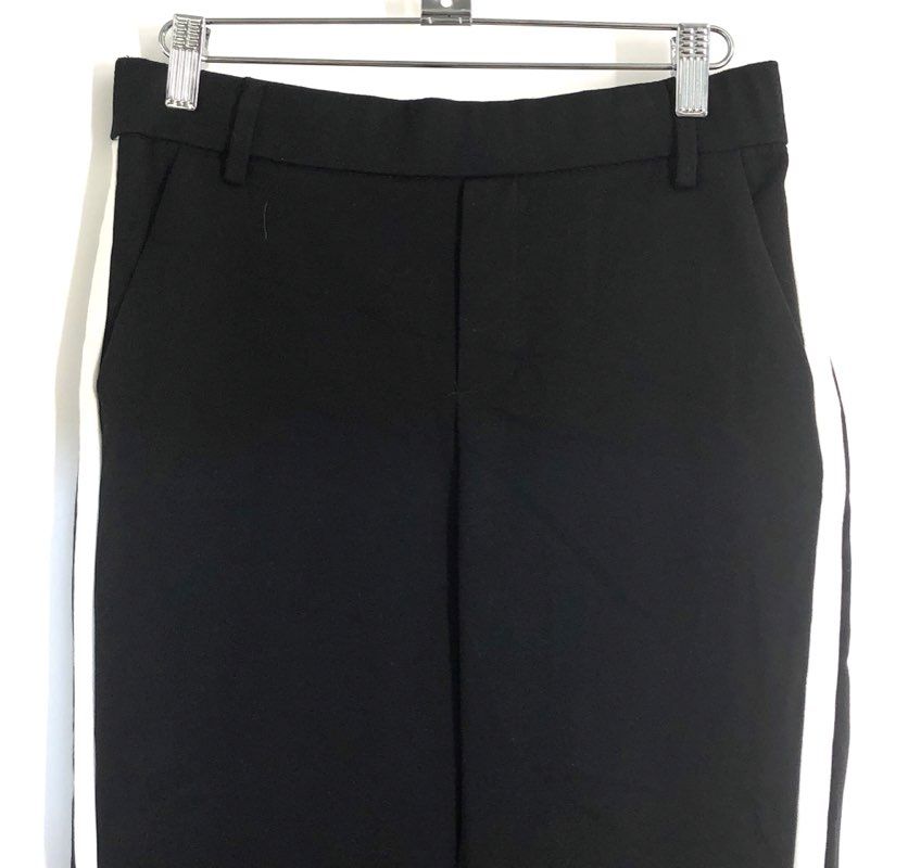 Zara Women's Black White Side Stripe Tuxedo Tapered Pants Trafaluc Sz S