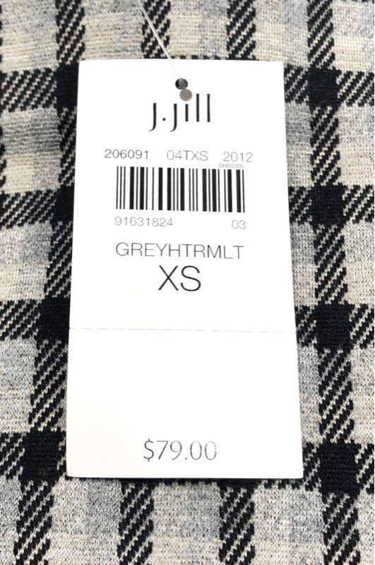 J. Jill Women's Gray Black Plaid Ponte Pencil Skirt Checkered Sz XS NWT