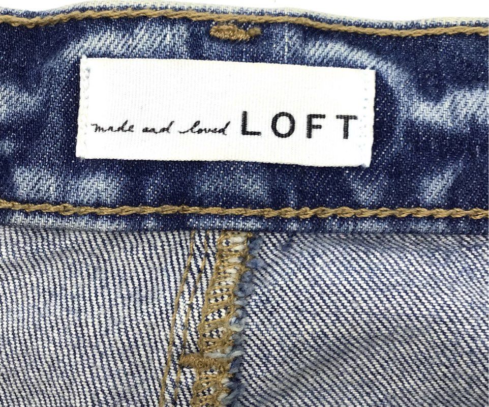 LOFT Women's Blue High Waist Straight Crop Distressed Jeans Size 27 4