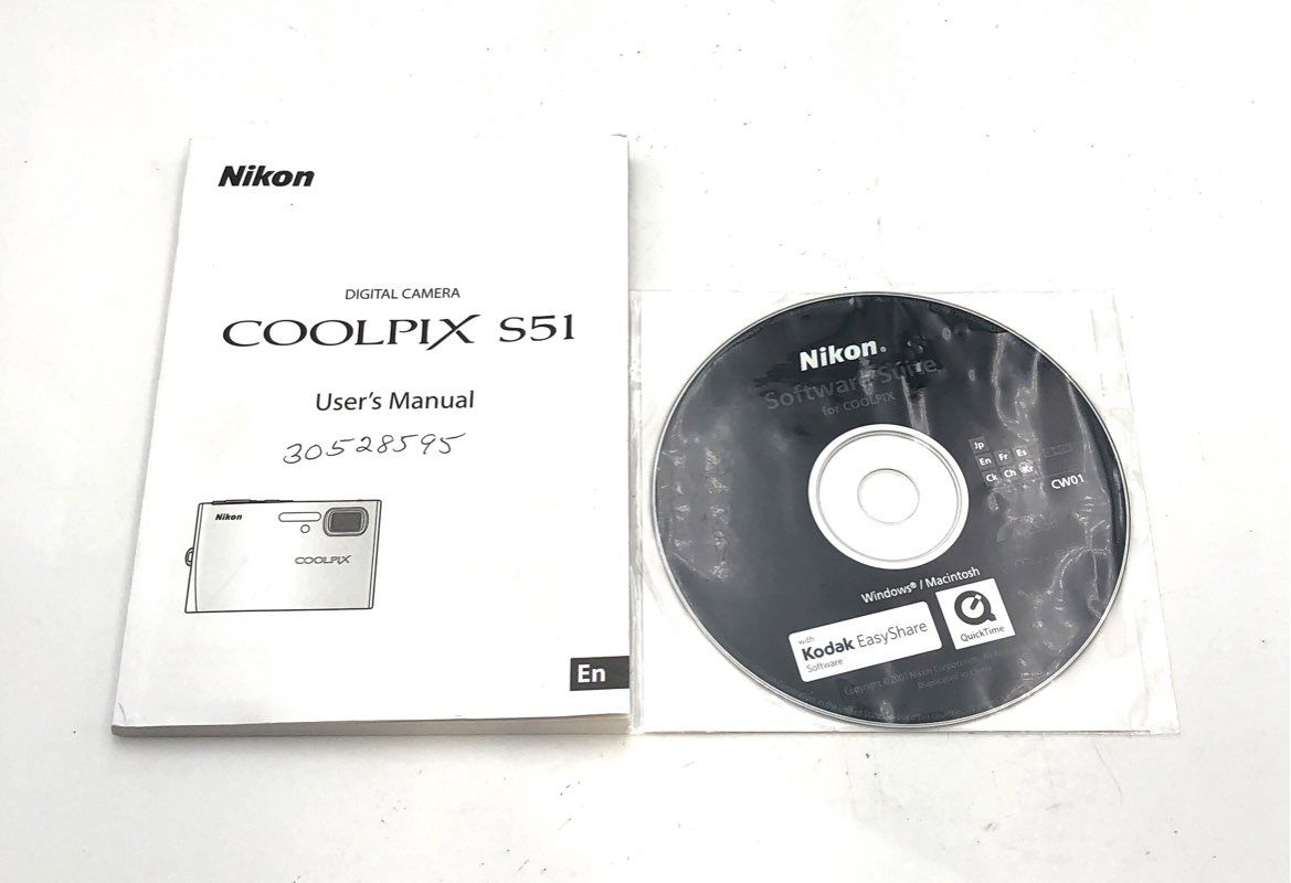 Nikon Coolpix S51 8.1MP Digital Camera VR With Original Box & Manual