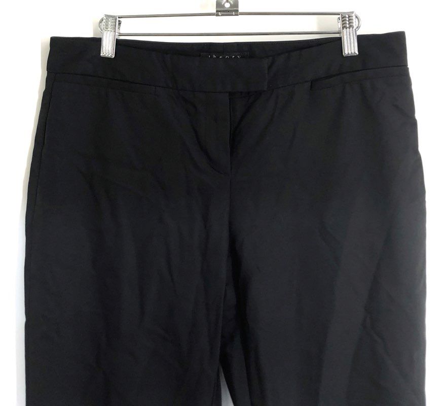 Theory Women's Black Slim Tapered Trousers Flat Front Dress Pants Size 10