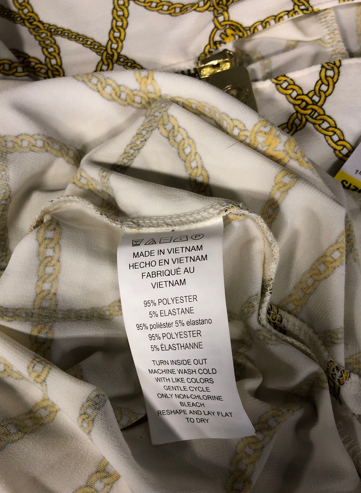 Michael Kors Women's Bone Gold Chain Print Quarter Zip Blouse NWT Sz M