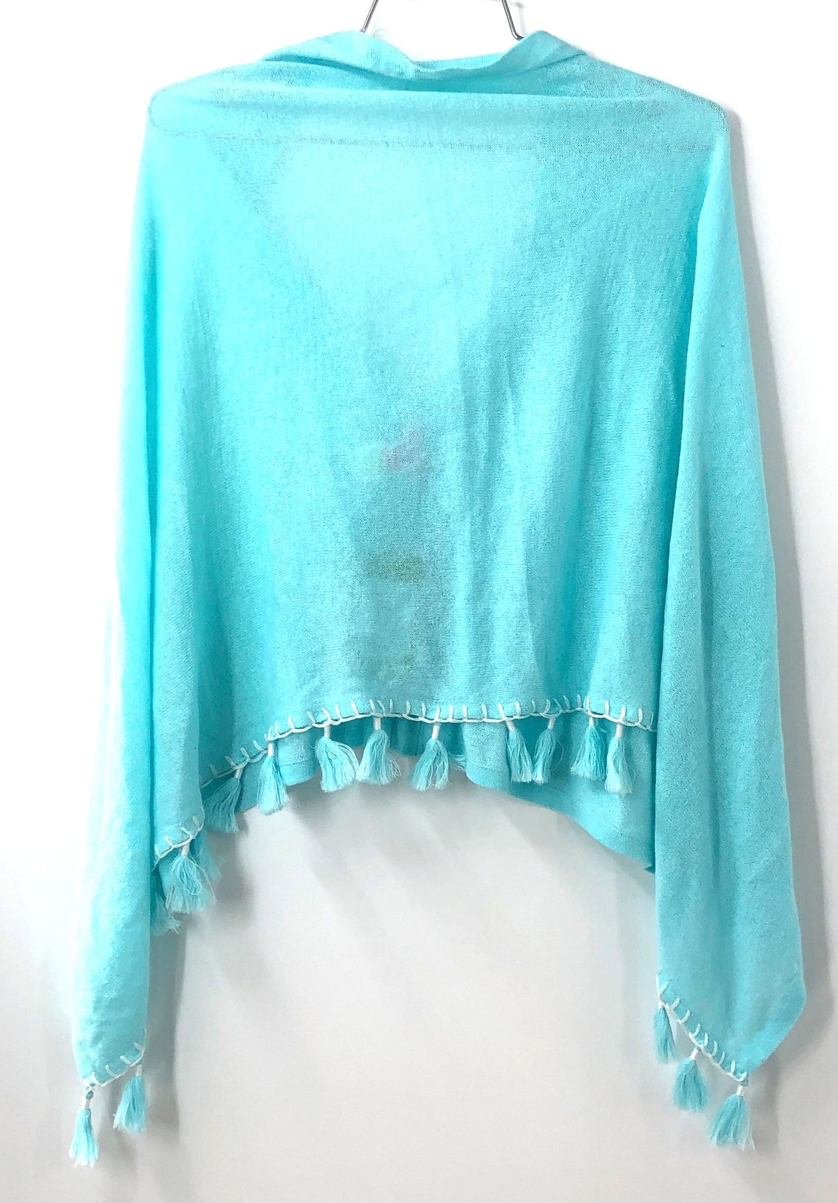 Lilly Pulitzer Women's Elene Wrap Seasalt Blue Cotton Silk Blend Tassel NWT OS