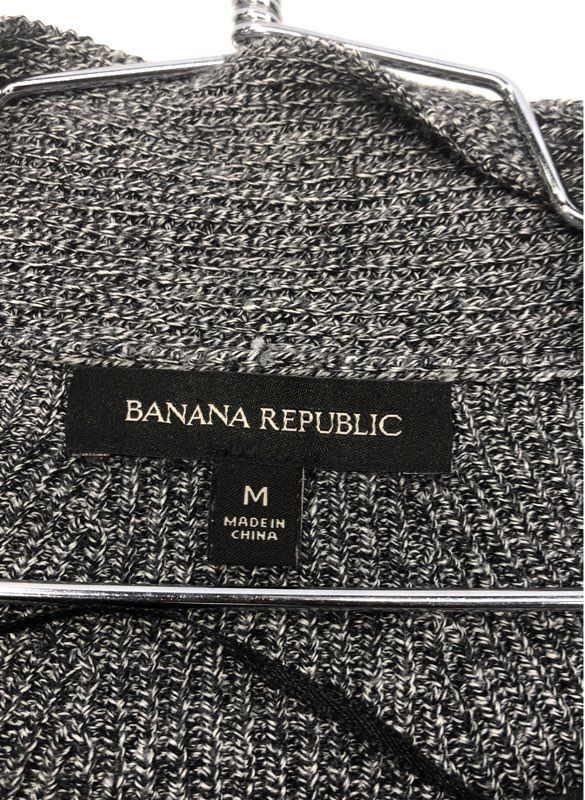 Banana Republic Women's Gray Marl Open Front Cardigan Sweater Zipper Cuffs Sz M