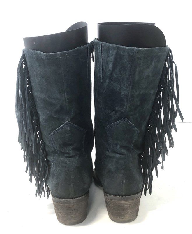CARLOS by Carlos Santana Lafayette Black Suede Fringe Western Boots Size 10M