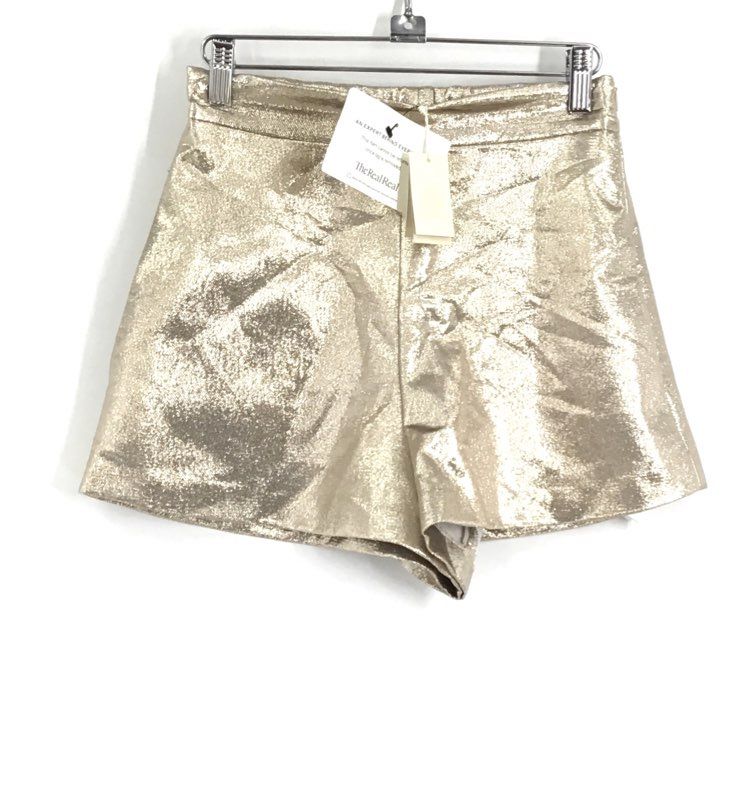 NWT Maje Women&#39;s Gold Elastic Waist Mom Shorts - Size 36