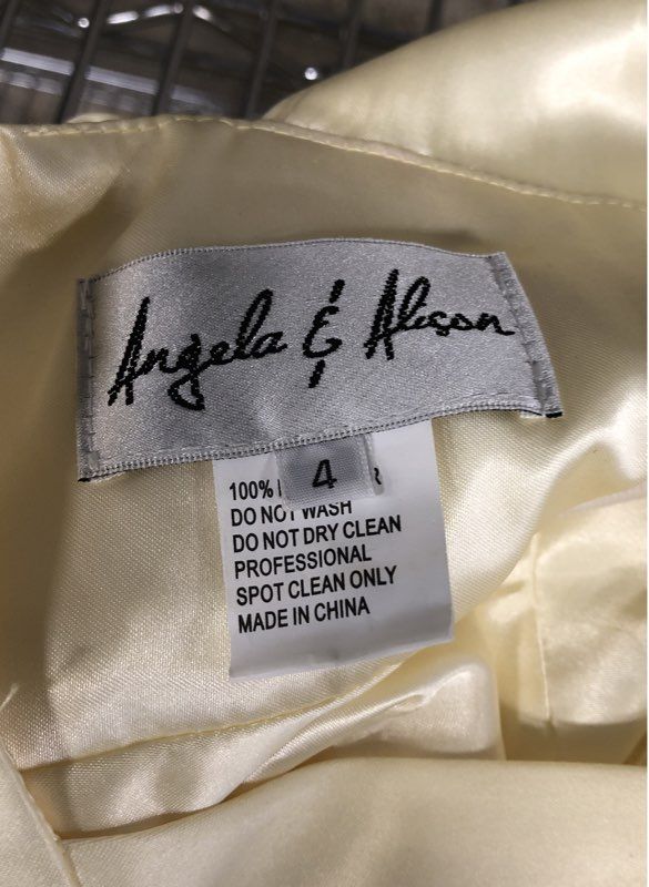 Angela & Alison Women's Ivory A-Line Cocktail Dress Rhinestone V-Neck Sze 4