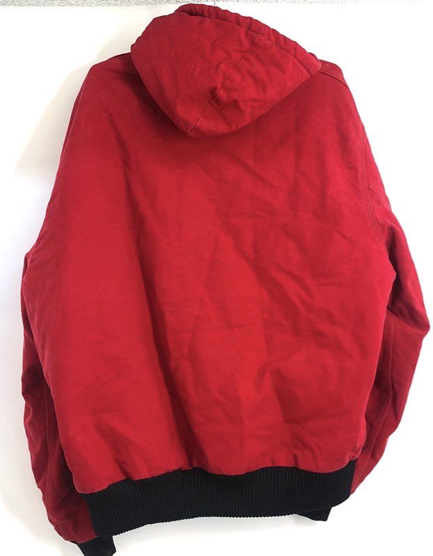 Vintage Carhartt Men's Red Hooded Duck Canvas Active Jacket Full Zip XXL